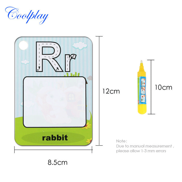 Coolplay Water drawing card 26 alphabet coloring book and 2 magic pen letter Painting card English learning board educational toys