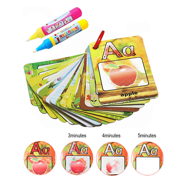 Coolplay Water drawing card 26 alphabet coloring book and 2 magic pen letter Painting card English learning board educational toys