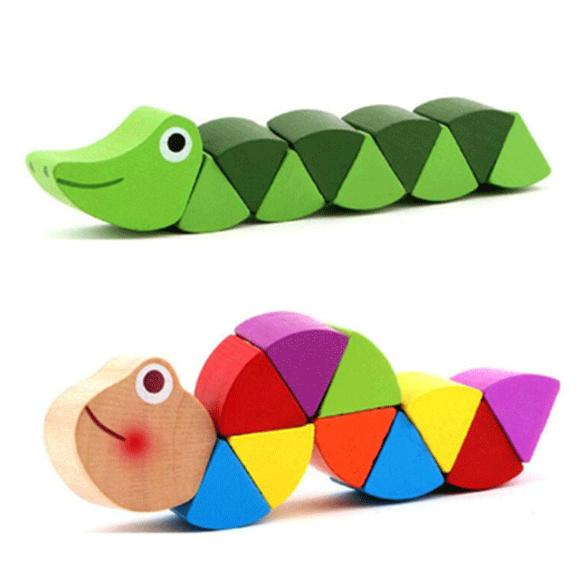 Montessori Toys Wooden Educational Toys for Children Early Learning Exercise Baby Fingers Flexible Children Wooden Twisted Insect Game