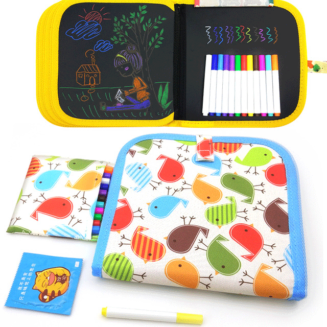 2019 PVC for boy portable soft blackboard drawing book drawing board with water chalk coloring book DIY blackboard painting EDU toy