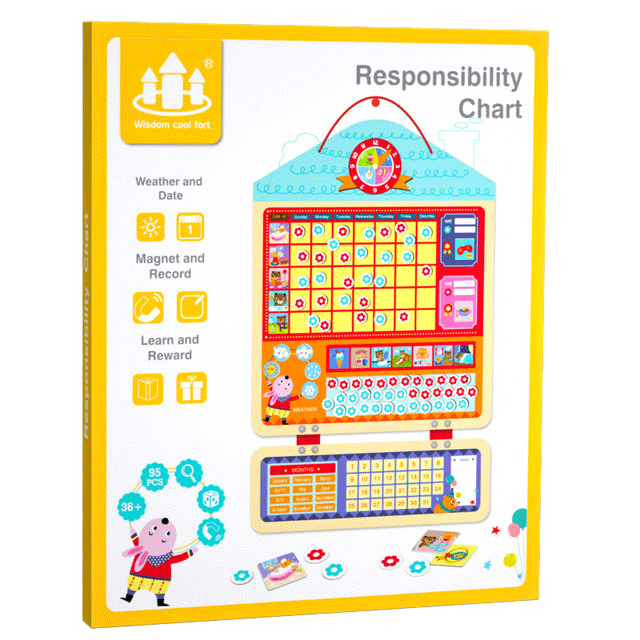 Wooden Magnetic Reward Activity Calendar Responsibility Calendar Educational Toys for Children Calendar of Toys
