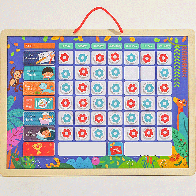 Wooden Magnetic Reward Activity Calendar Responsibility Calendar Educational Toys for Children Calendar of Toys
