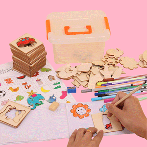 Iiggy 100 pieces paint template stencils with water color ballpoint pen Creative drawing template kids gift toys